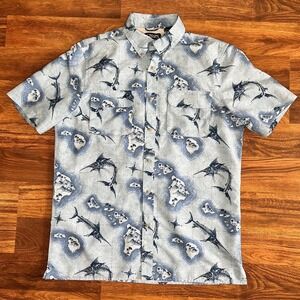 Chaps Hawaiian Fishing Shirt Performance Short Sleeve Button Down Mens Medium